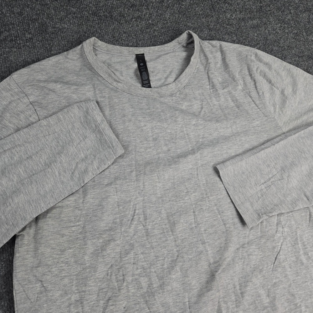 Lululemon Long Sleeve Shirt Mens L 5 Year Basic Tee Gray Stretch Pima Cotton